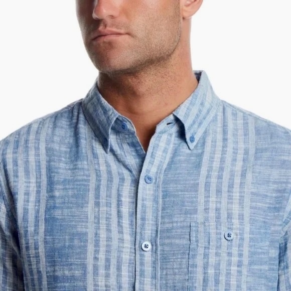Weatherproof Light Blue Striped Button Down Shirt - Picture 4 of 15